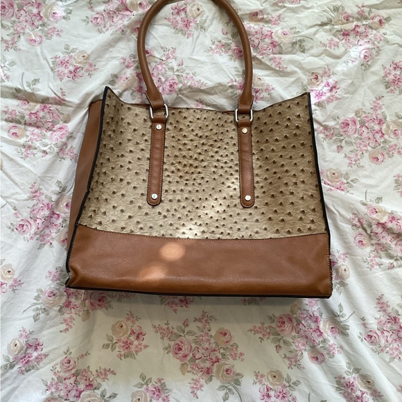 Faux leather tote, ostrich pattern - Picture 1 of 4